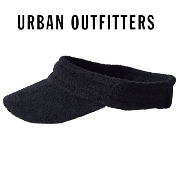 NEW Urban Outfitters UO Black Terrycloth Visor - Picture 2 of 3